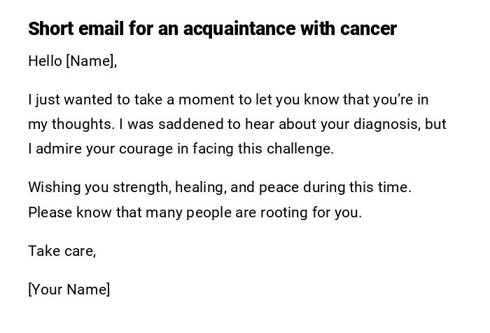 Short email for an acquaintance with cancer