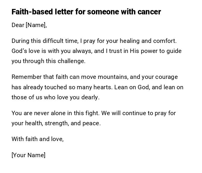 Faith-based letter for someone with cancer