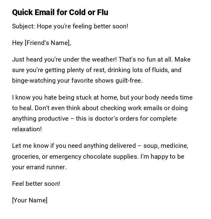 Quick Email for Cold or Flu