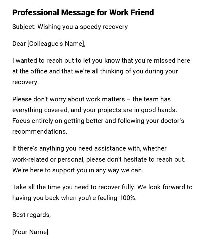 Professional Message for Work Friend