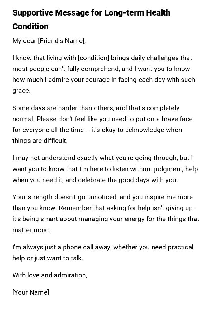 Supportive Message for Long-term Health Condition