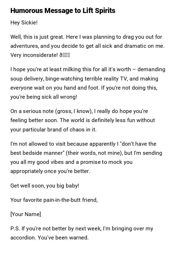 Humorous Message to Lift Spirits