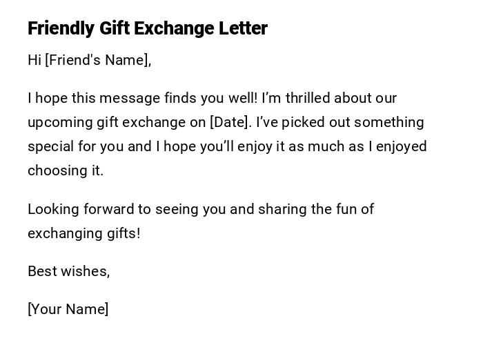 Friendly Gift Exchange Letter