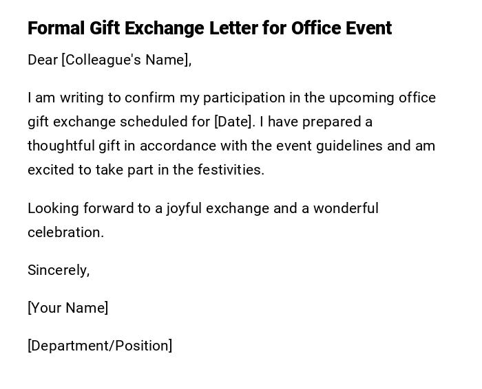 Formal Gift Exchange Letter for Office Event