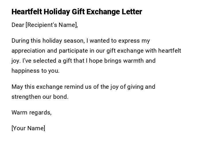 Heartfelt Holiday Gift Exchange Letter