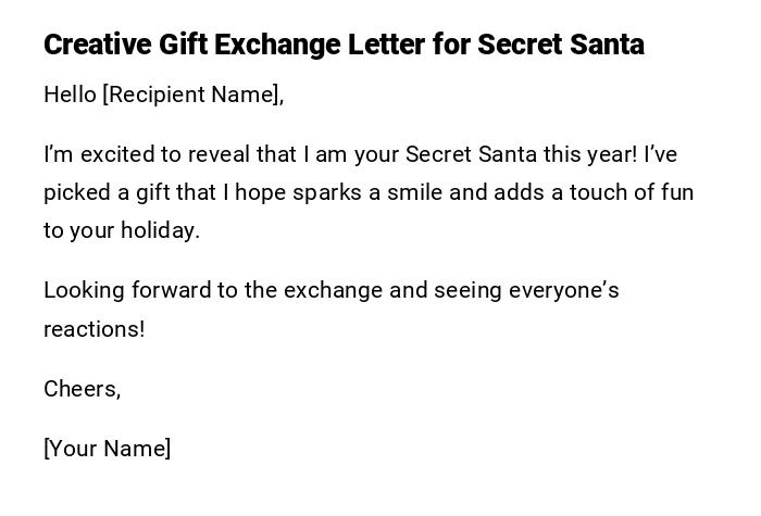 Creative Gift Exchange Letter for Secret Santa