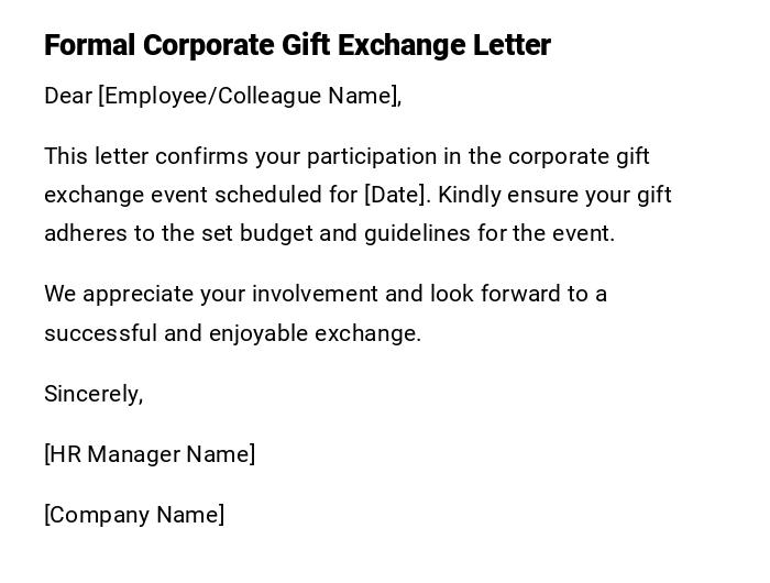 Formal Corporate Gift Exchange Letter