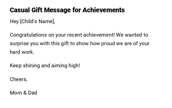 Casual Gift Message for Achievements Casual Gift Message for Achievements