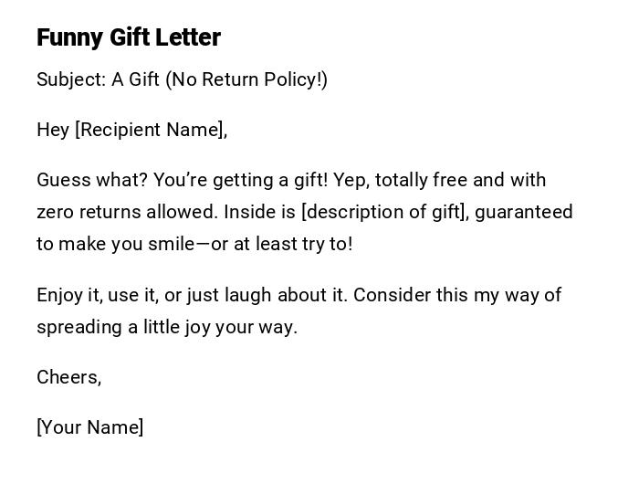 Funny Gift Letter Funny Gift Letter