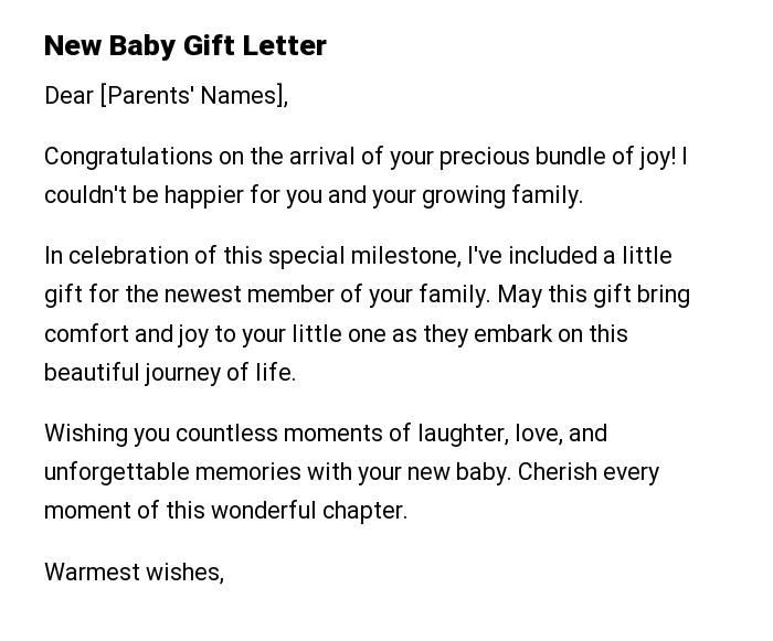 New Baby Gift Letter
