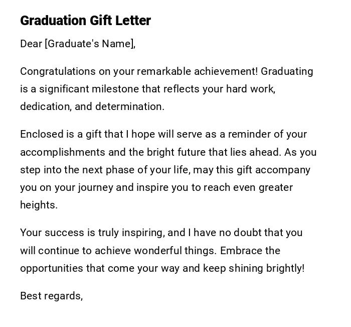 Graduation Gift Letter Graduation Gift Letter