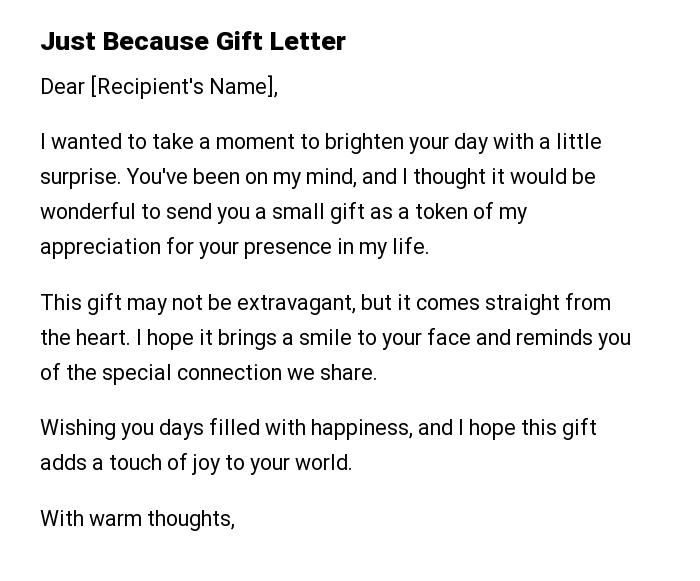 Just Because Gift Letter