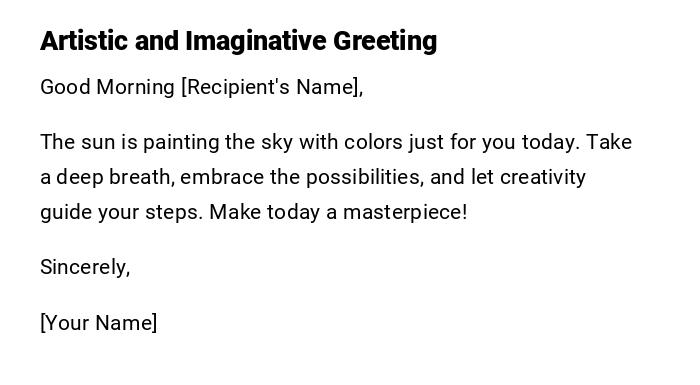 Artistic and Imaginative Greeting Artistic and Imaginative Greeting