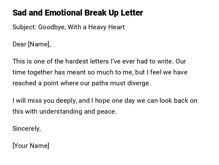 Sad and Emotional Break Up Letter Sad and Emotional Break Up Letter