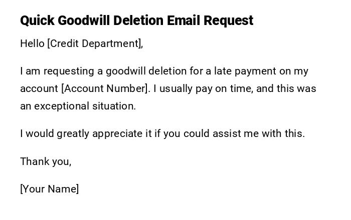 Quick Goodwill Deletion Email Request Quick Goodwill Deletion Email Request
