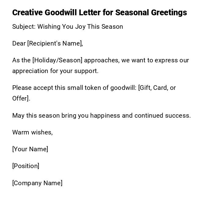 Creative Goodwill Letter for Seasonal Greetings Creative Goodwill Letter for Seasonal Greetings