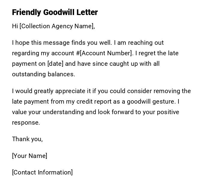 Friendly Goodwill Letter Friendly Goodwill Letter