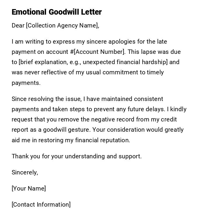 Emotional Goodwill Letter Emotional Goodwill Letter