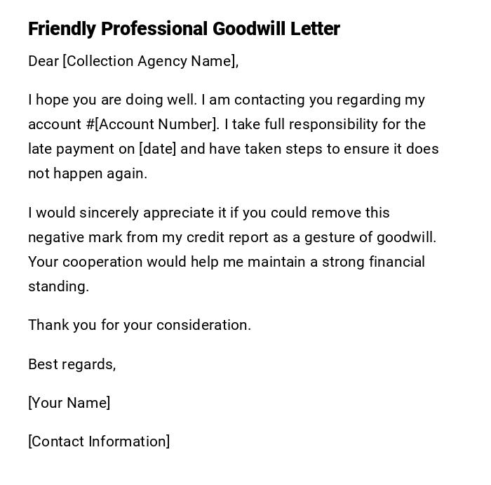 Friendly Professional Goodwill Letter Friendly Professional Goodwill Letter