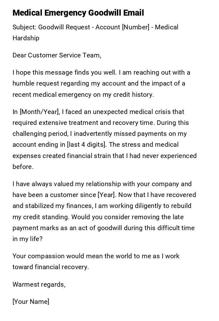 Medical Emergency Goodwill Email Medical Emergency Goodwill Email