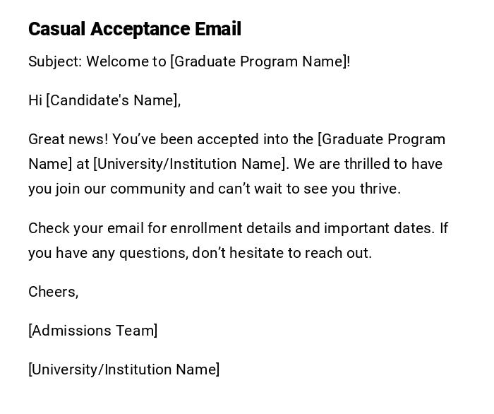 Casual Acceptance Email Casual Acceptance Email