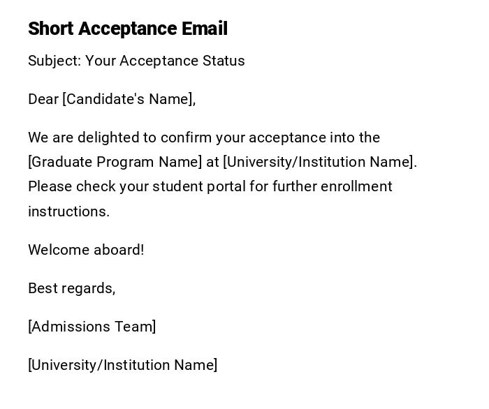 Short Acceptance Email Short Acceptance Email