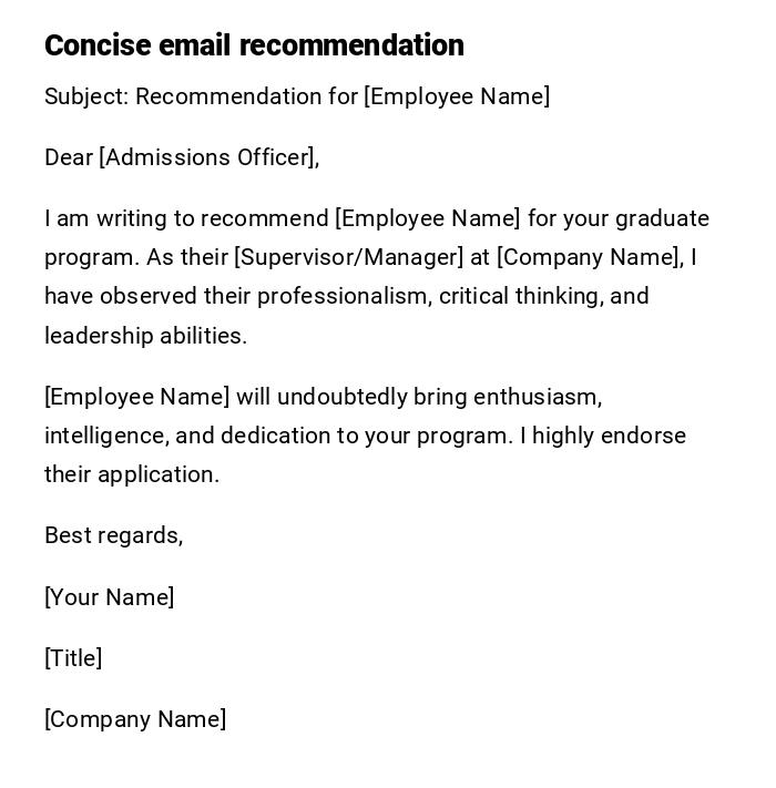 Concise email recommendation Concise email recommendation