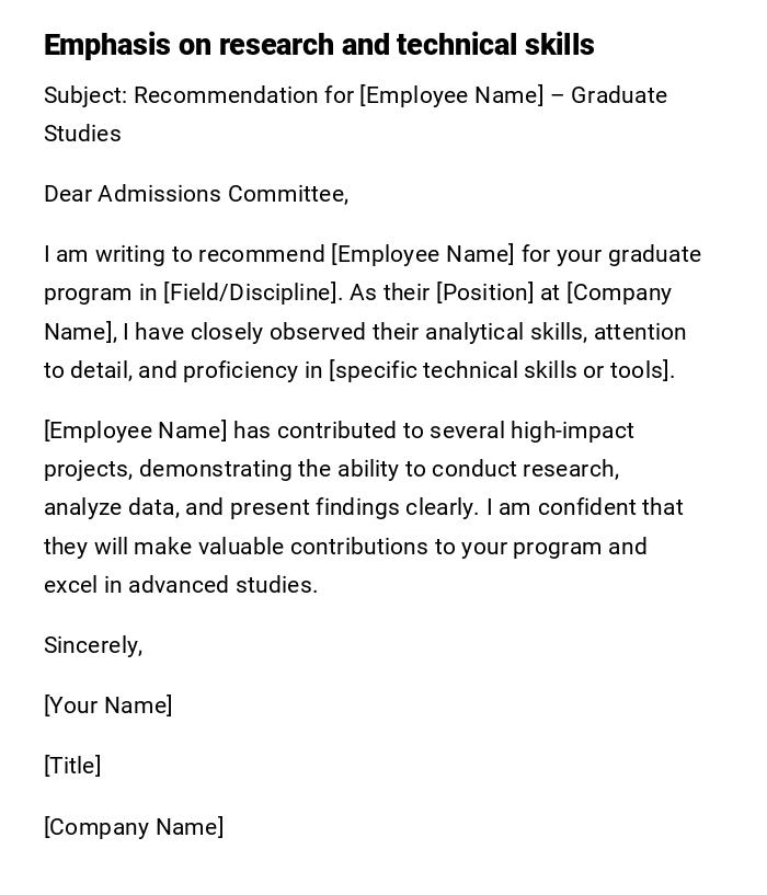 Emphasis on research and technical skills Emphasis on research and technical skills