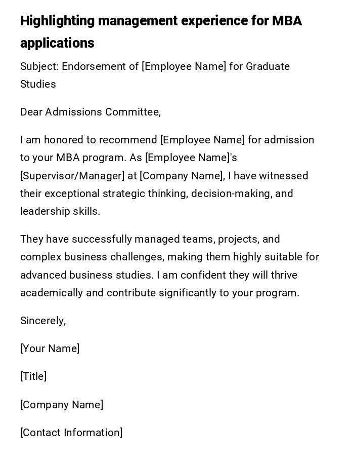 Highlighting management experience for MBA applications Highlighting management experience for MBA applications