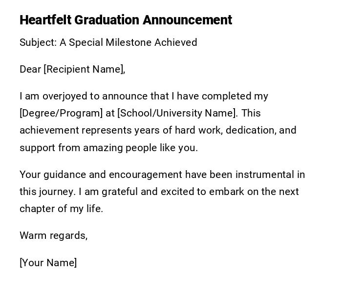 Heartfelt Graduation Announcement