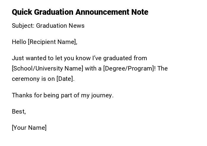 Quick Graduation Announcement Note