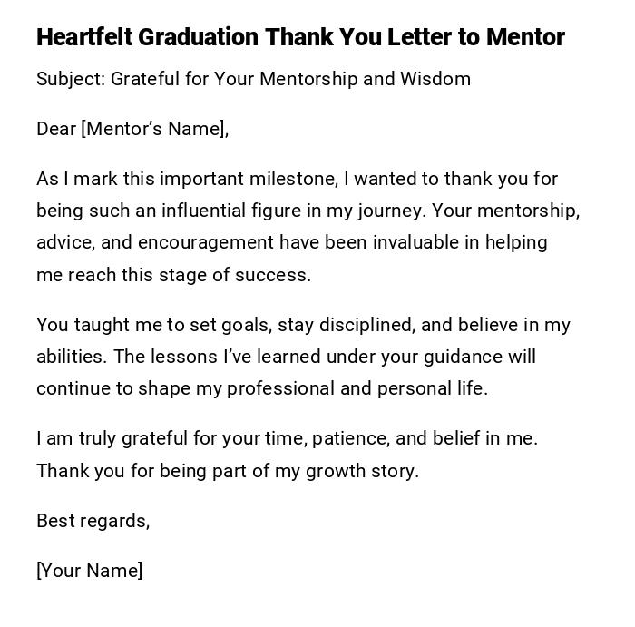 Heartfelt Graduation Thank You Letter to Mentor Heartfelt Graduation Thank You Letter to Mentor