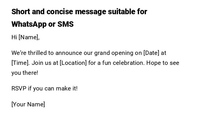 Short and concise message suitable for WhatsApp or SMS Short and concise message suitable for WhatsApp or SMS