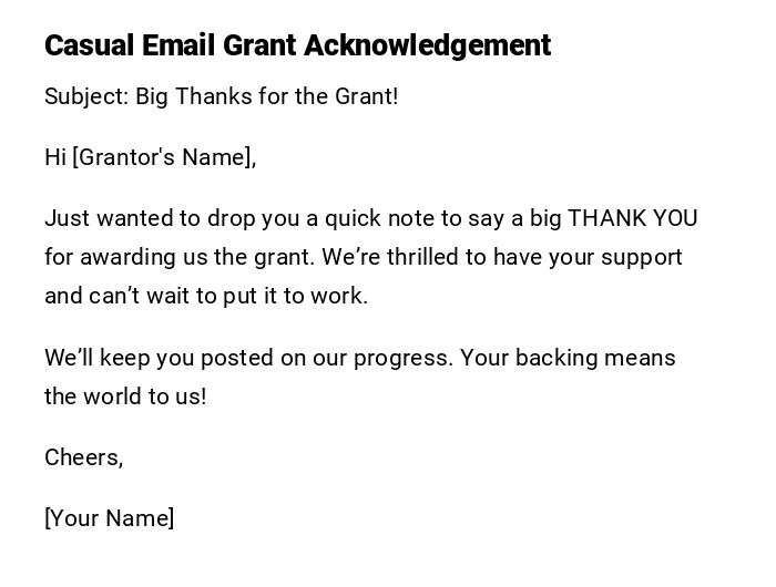 Casual Email Grant Acknowledgement Casual Email Grant Acknowledgement