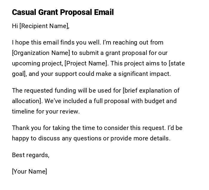 Casual Grant Proposal Email Casual Grant Proposal Email