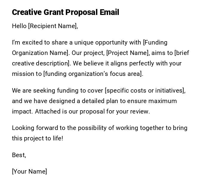 Creative Grant Proposal Email Creative Grant Proposal Email