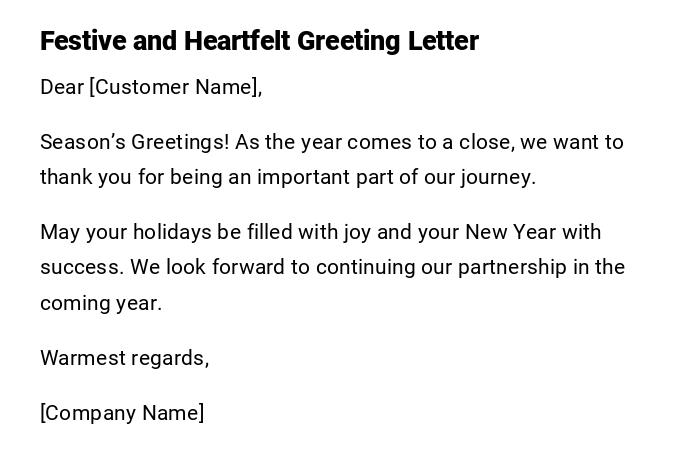 Festive and Heartfelt Greeting Letter Festive and Heartfelt Greeting Letter