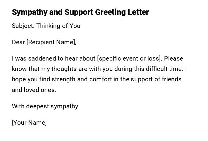 Sympathy and Support Greeting Letter Sympathy and Support Greeting Letter