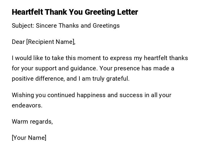 Heartfelt Thank You Greeting Letter Heartfelt Thank You Greeting Letter