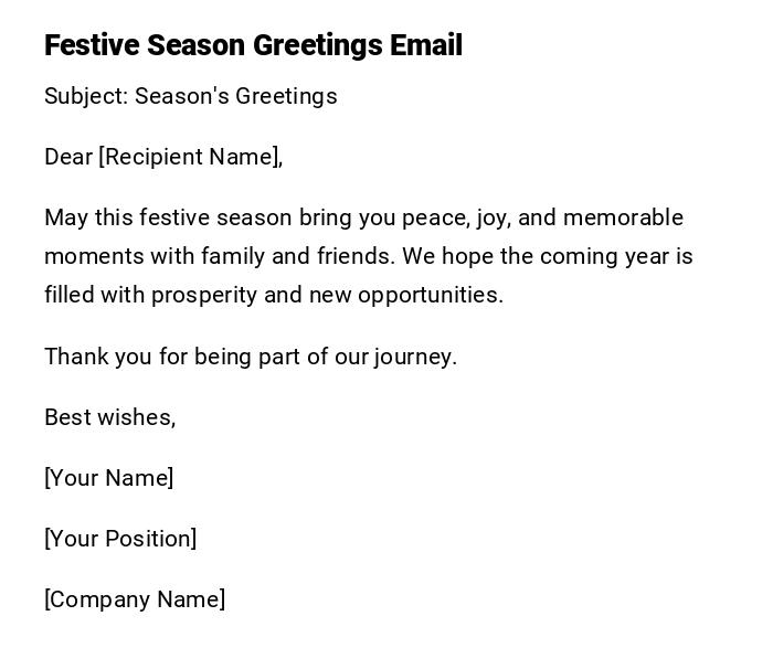 Festive Season Greetings Email Festive Season Greetings Email