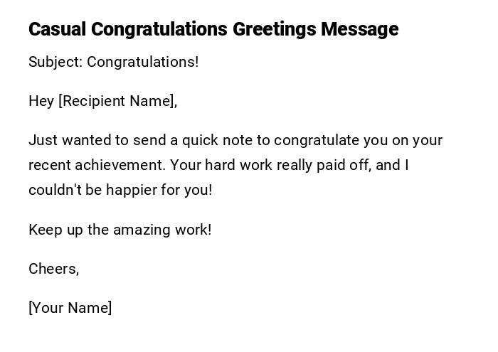 Casual Congratulations Greetings Message Casual Congratulations Greetings Message
