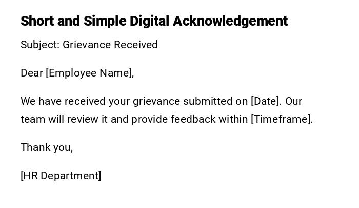 Short and Simple Digital Acknowledgement Short and Simple Digital Acknowledgement