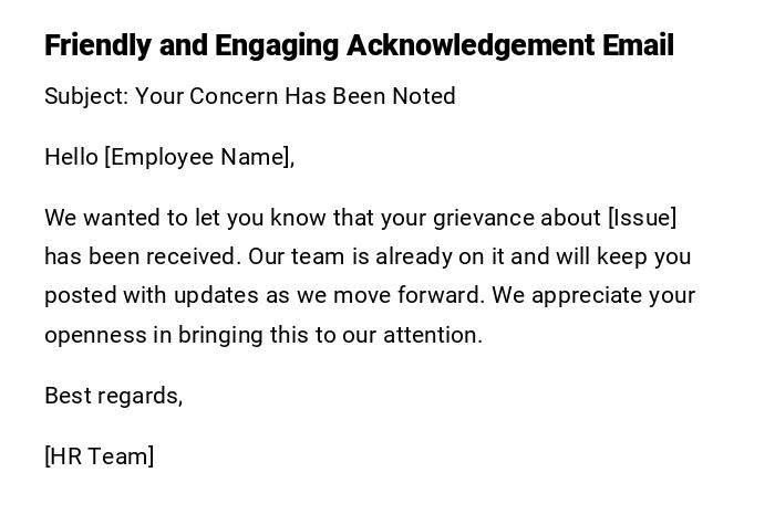 Friendly and Engaging Acknowledgement Email Friendly and Engaging Acknowledgement Email