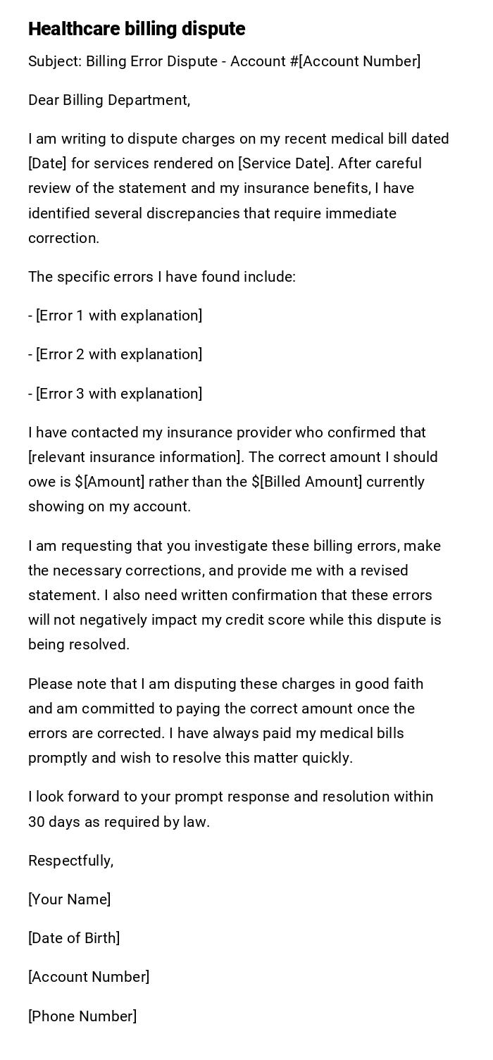 Healthcare billing dispute Healthcare billing dispute