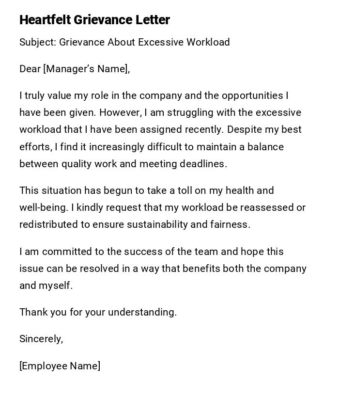 Heartfelt Grievance Letter Heartfelt Grievance Letter
