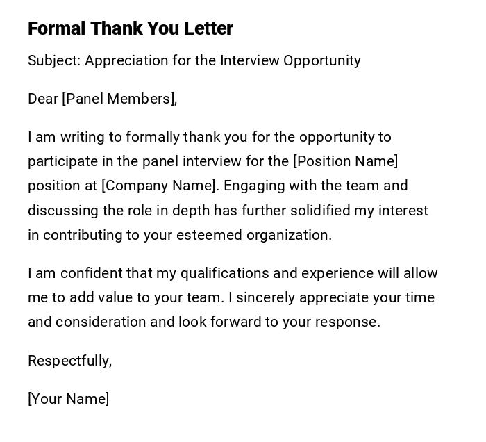 Formal Thank You Letter Formal Thank You Letter