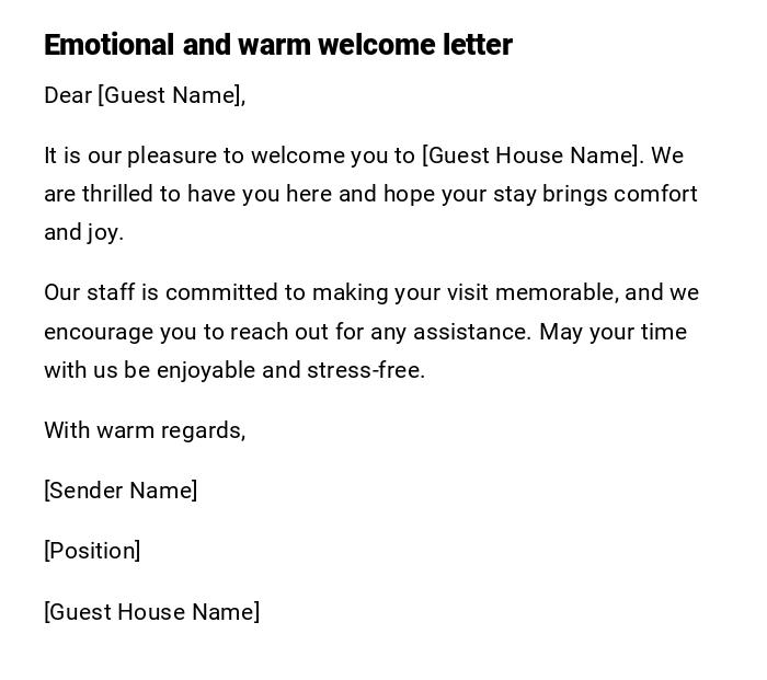 Emotional and warm welcome letter Emotional and warm welcome letter