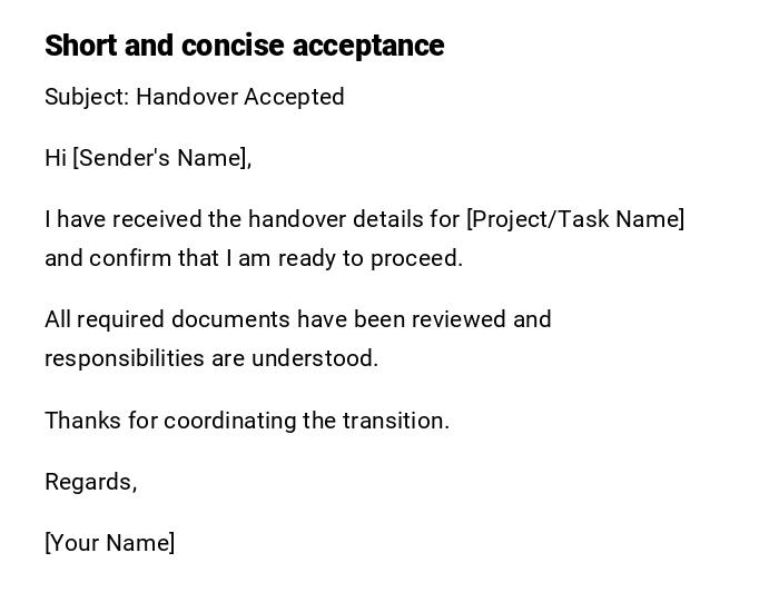Short and concise acceptance Short and concise acceptance