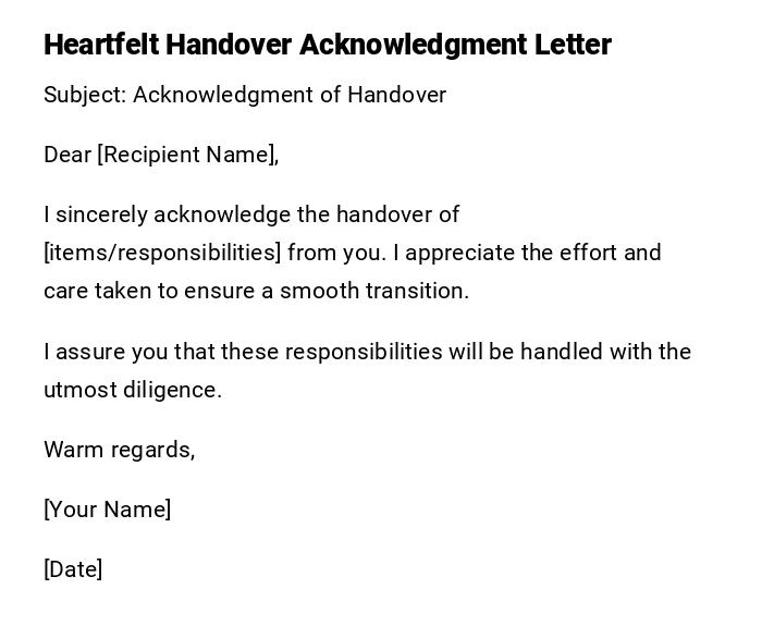 Heartfelt Handover Acknowledgment Letter Heartfelt Handover Acknowledgment Letter