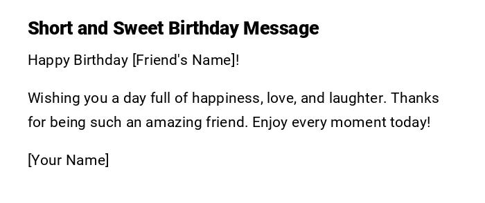 Short and Sweet Birthday Message
